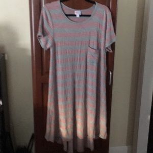 Carly grey pink striped dress